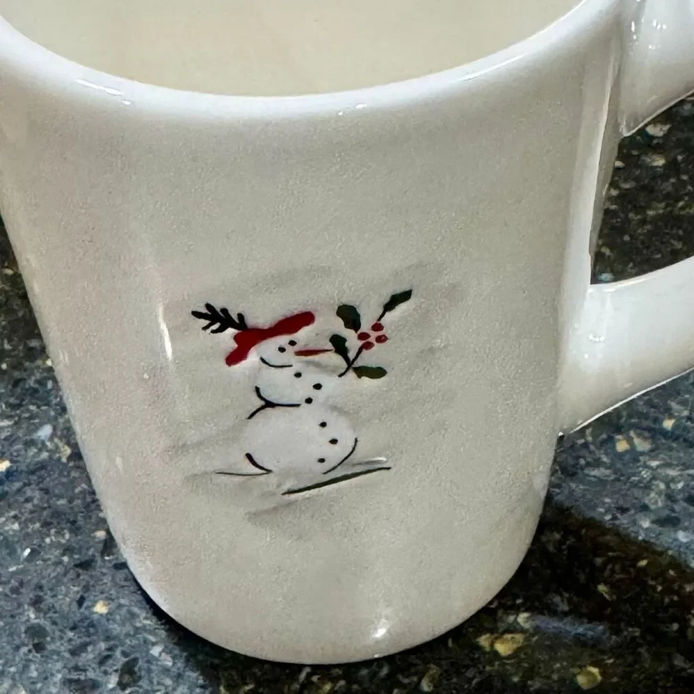 Vintage Williams-Sonoma Holiday Snowman Ceramic Mugs